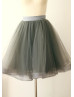 Gray Satin Sash Tulle Knee Length Tutu Skirt Gray Satin Sash Tulle Knee Length Tutu Skirt
